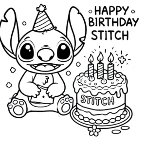 coloriage stitch anniversaire a imprimer gratuit