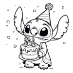 coloriage stitch anniversaire à imprimer pour enfant de 8 ans