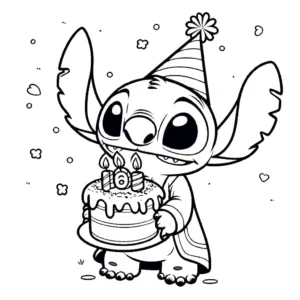 coloriage stitch anniversaire à imprimer pour enfant de 8 ans