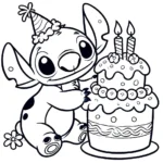 coloriage stitch anniversaire a imprimer gratuit