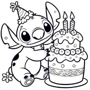 coloriage stitch anniversaire a imprimer gratuit