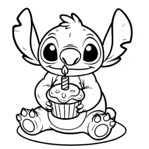 coloriage stitch anniversaire pour enfants à télécharger