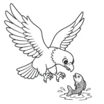 coloriage Aigle attrapant un poisson pour enfant de 8 ans