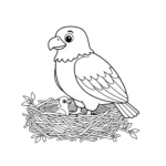 coloriage Aigle et son nid gratuit a imprimer