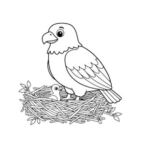 coloriage Aigle et son nid gratuit a imprimer