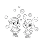 coloriage Deema et Nonny avec des bulles à imprimer pour enfant de 7 ans