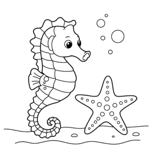 coloriage Des hippocampe etoile à imprimer pdf