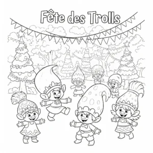 coloriage Fête des Trolls a dessiner en ligne