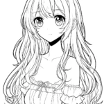 coloriage Fille Anime Aux Cheveux Longs à imprimer gratuitement pdf