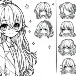 coloriage Fille Anime Aux Cheveux Longs pour enfant à imprimer