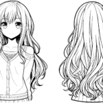 coloriage Fille Anime Aux Cheveux Longs à imprimer gratuitement