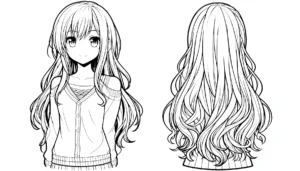 coloriage Fille Anime Aux Cheveux Longs à imprimer gratuitement