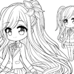 coloriage Fille Anime Aux Cheveux Longs pour enfant de à imprimer