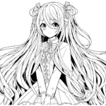coloriage Fille Anime Aux Cheveux Longs gratuit