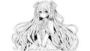coloriage Fille Anime Aux Cheveux Longs gratuit