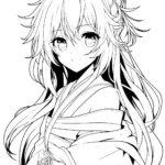 coloriage Fille Anime Aux Cheveux Longs à imprimer pour enfant de 12 ans