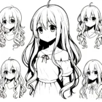 coloriage Fille Anime Aux Cheveux Longs pour enfant de 5 ans