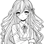 coloriage Fille Anime Aux Cheveux Longs gratuit