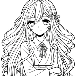coloriage Fille Anime Aux Cheveux Longs gratuit
