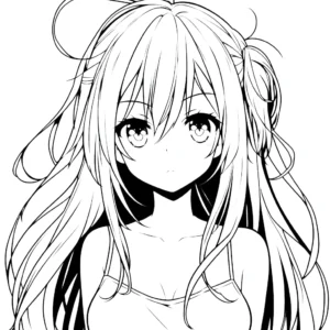 coloriage Fille Anime Aux Cheveux Longs pour enfant de 10 ans