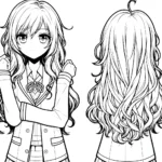 coloriage Fille Anime Aux Cheveux Longs à imprimer pour enfant de 9 ans