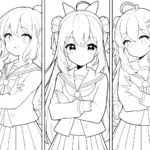 coloriage Fille Anime Aux Cheveux Longs a colorier en ligne