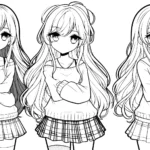 coloriage Fille Anime Aux Cheveux Longs de pour enfants