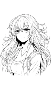 coloriage Fille Anime Aux Cheveux Longs et decoupage a imprimer gratuit