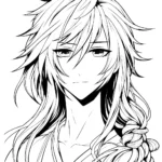 coloriage Fille Anime Aux Cheveux Longs à imprimer kawaii