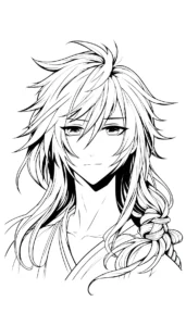 coloriage Fille Anime Aux Cheveux Longs à imprimer kawaii