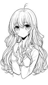 coloriage Fille Anime Aux Cheveux Longs d