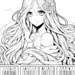 coloriage Fille Anime Aux Cheveux Longs à imprimer pour enfants