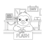 coloriage Flash le paresseux au DMV pour enfant