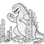 coloriage Godzilla à imprimer pour enfant de 8 ans