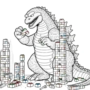 coloriage Godzilla à imprimer pour enfant de 8 ans