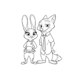 imprimer coloriage Judy et Nick côte à côte gratuit