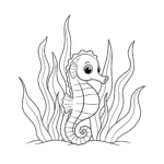 image pour coloriage L’Hippocampe Cache Cache dans les Algues enfant