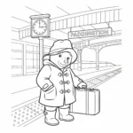 coloriage L’Ours Paddington à la gare de Paddington à imprimer kawaii