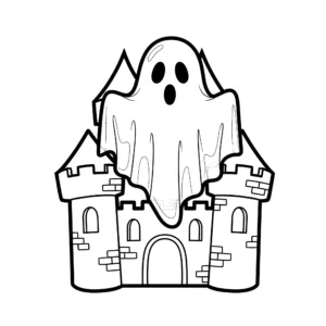 coloriage Le fantôme du château pour enfant de 7 ans