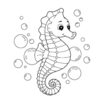 coloriage L’hippocampe et les bulles gratuit