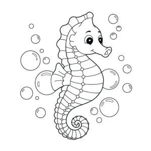 coloriage L’hippocampe et les bulles gratuit