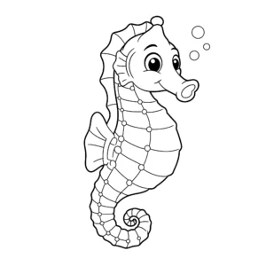 coloriage L’hippocampe souriant à imprimer a4