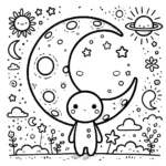 coloriage Lune à imprimer pour enfant de 2 ans