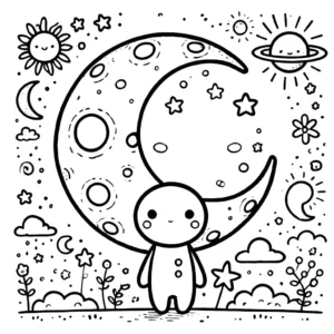 coloriage Lune à imprimer pour enfant de 2 ans