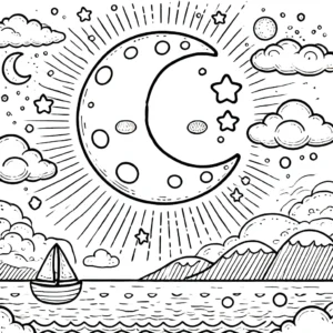 coloriage Lune à imprimer pour enfant de 4 ans