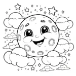 coloriage Lune à imprimer pour enfant de 4 ans