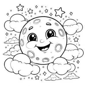 coloriage Lune à imprimer pour enfant de 4 ans