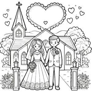 coloriage Mariage pour enfant à imprimer