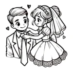 image de coloriage Mariage pour enfant