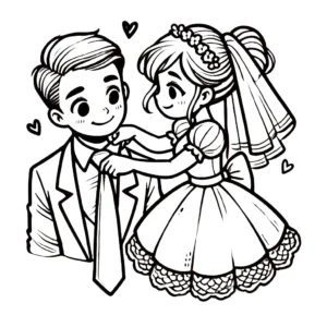 image de coloriage Mariage pour enfant
